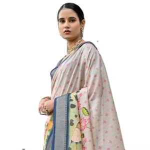 Beau métier à tisser en soie Saree Bhagalpuri tussar sari en soie pour vêtements de mariage et vêtements de Festival Saree fantaisie pour les femmes - Product Image 1