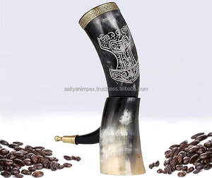 Auténtico juego de cuerno para beber inspirado en animales medievales Aaliyan Impex tallado Mead Ale soporte de cerveza pulido decorativo náutico - Product Image 3