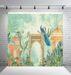 Toile de fond en tissu de 8x8 pieds, imprimé floral Pichwai, accessoire photo, décoration de mariage traditionnelle indienne, décoration de fête d'anniversaire, décoration d'événement - Product Image 1