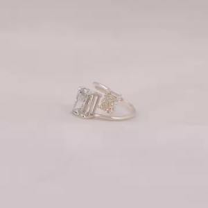 Anillo de CVD de diamante cultivado en laboratorio, anillo de propuesta de oro blanco sólido de 14 quilates, 2 unidades únicas a la moda para mujer - Product Image 4