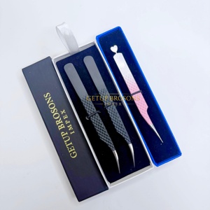 Pince à épiler pour cils GETUP BROSONS IMPEX 90 de haute qualité, en acier inoxydable, plusieurs couleurs, pointe lisse, poignée diamantée - Product Image 1