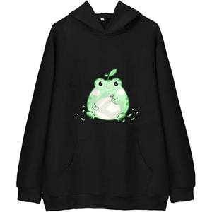 เสื้อสเวตเชิ้ตมีฮู้ดสำหรับผู้หญิงผ้าฝ้ายลายกราฟิกมีสไตล์เกาหลีลำลองน่ารัก - Product Image 1