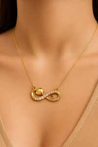 Collar de Plata de Ley 925 con Baño de Oro Vermeil de 14K, Colgante de Corazón Infinito con Circonita Cúbica, Chapado en Rodio, Símbolo Romántico de Amor - Product Image 2