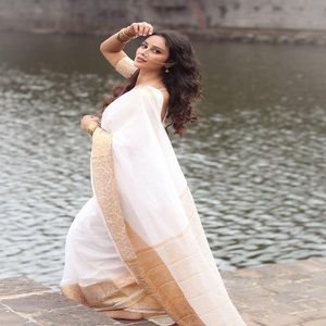 Amazing Soft Luxurious Women's Cotton Silk <b>Saree</b> <b>Blouse</b> with Jacquard Zari Weaving Work No Printing From Surat India In-Stock - Product Image 1