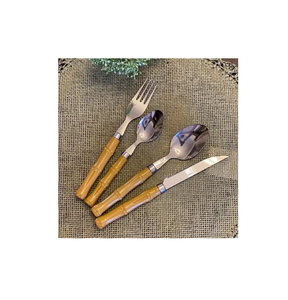 Ensemble de couverts en acier inoxydable Ensemble de couverts à poignée design en bambou Ensemble de couverts Fabrication en gros Prix de gros - Product Image 1