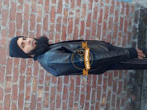 Veste Letterman légère en cuir pour hommes de haute qualité doublure en polyester col montant grands panneaux haute visibilité côté arrière - Product Image 4