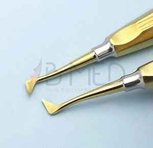 Elevador Dental Chapado en Oro de 2 Piezas en Oferta #   Juego de Elevadores Dentales de Acero Inoxidable Alemán, Instrumentos Médicos Dentales 25 y 26 - Product Image 3