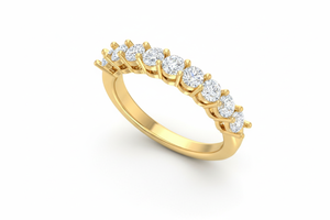 Anillo de Mujer de Oro de 14K con Nueve Diamantes Naturales de Corte Brillante Redondo |   Joyas de Moda Chapadas en Oro con Certificación IGI para Uso Diario - Product Image 4
