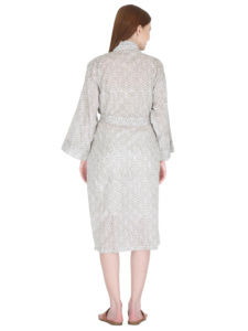 100% algodón hecho a mano mujer Kimono bata larga Bohemia Hippie Albornoz Floral impreso vestido estilo diario étnico transpirable espalda - Product Image 2
