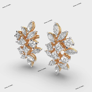 Boucles d'oreilles clous argentées à motif floral avec diamant Moissanite étincelant, style feuille élégante, pour soirée et mariage - Product Image 4