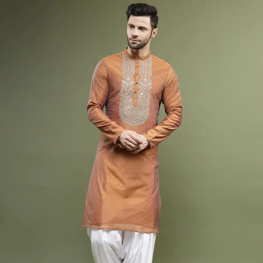 2024 New Arrival Indian Algodão Mágico Tradicional com Digital Impresso Men's Kurta Com Coleção De Pijama Para O Homem