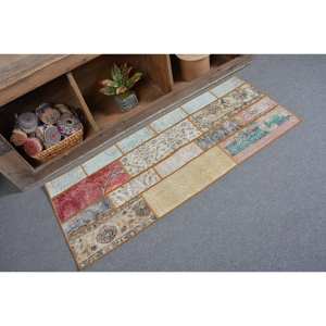 พรมปูพื้นสไตล์ตุรกีโบราณ2ชิ้น X 4,9ft สีเบจผ้าปะต่อผ้าวูลยางวิสคอสทรงสี่เหลี่ยมผืนผ้าขนาดใหญ่สำหรับตกแต่งห้อง - Product Image 2