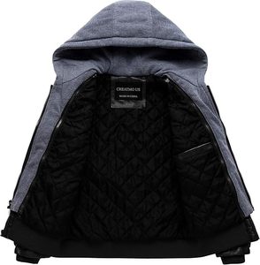 Veste en simili cuir pour homme, veste de moto, imperméable, coupe-vent, PU, moto vintage, bomber à capuche avec capuche amovible - Product Image 2