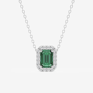 Style Vintage Vert Émeraude Diamant Halo Pendentif Belle Moissanite Bijoux pour les Fêtes Cadeaux À La Mode Émeraude Coupe Diamant - Product Image 1