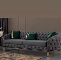 Ensemble de canapés Chesterfield traditionnels de luxe en bois avec housse amovible, style ottoman modulaire pour salon, atelier, appartement, villa