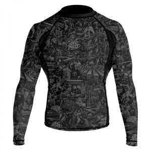 Sublimated Washed Breathable Anti-UV <b>Rash</b> <b>Guard</b> for Men Jiu Jitsu BJJ Compression Shirt with Long Sleeves Option <b>MMA</b> <b>Rash</b> <b>Guards</b> - Product Image 3