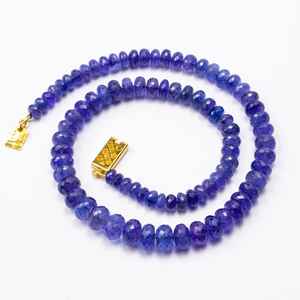 Collier de perles en Tanzanite véritable AAA+ taillée, certifié IGI, bijoux haut de gamme pour occasions spéciales quotidiennes, profondément bleu - Product Image 3