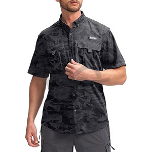 Camisa de manga corta con botones de pesca personalizada UPF 50 + para hombre, camisas de secado rápido para exteriores, protección solar ligera para hombre - Product Image 1
