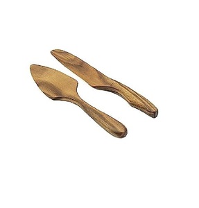 Ensemble de couteaux de serveur de gâteau en bois de teck lourd outils de service de gâteau en bois aux tons légers pour les mariages/anniversaires et photoshoots - Product Image 1