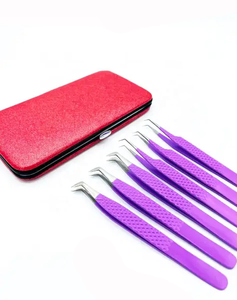 New Arrival Mega Volume 90 Degree Sliver Tips <b>Plain</b> Grip Customize Color Stainless Steel Solid Extension Private Label Tweezers - Product Image 6