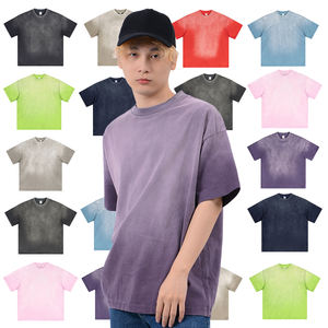 เสื้อยืดคอกลมผ้าฝ้าย100% โอเวอร์ไซส์ผ้าแอซิดแอซิดสไตล์วินเทจสำหรับผู้ชายแบรนด์ของคุณเองผลิตตามสั่ง - Product Image 1