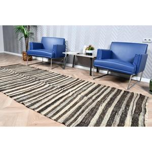 Tapis turc 3,9 x 9,2 pieds, tapis en laine unie vintage noir et blanc - Product Image 4
