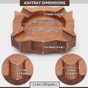 Eco-Friendly Acacia Wood Engraved <b>Ashtray</b> <b>Car</b>-friendly Easy-to-Handle Smoking Cigar Holder - Product Image 1