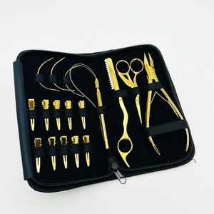 Kit d'outils d'extension de cheveux de haute qualité pince de forme plate coupe de cheveux outil de boucle de rasoir or acier inoxydable plaqué Extension de cheveux - Product Image 1