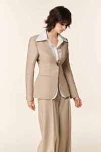 Women Black Tailored Suit Structured <b>Blazer</b> and Pants Business Wear Polyester OEM ODM Vietnam - Product Image 2