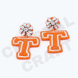 Katie S Kreations Pendientes colgantes con cuentas de Estilo Vintage Naranja Blanco Azul para mujeres para bodas Días patrióticos y conmemorativos - Product Image 4