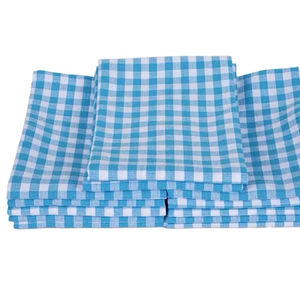 Toalla de cocina con patrón de rayas de Golf de 100% algodón, secado rápido y sostenible para uso doméstico, técnicas tejidas a cuadros azules - Product Image 1