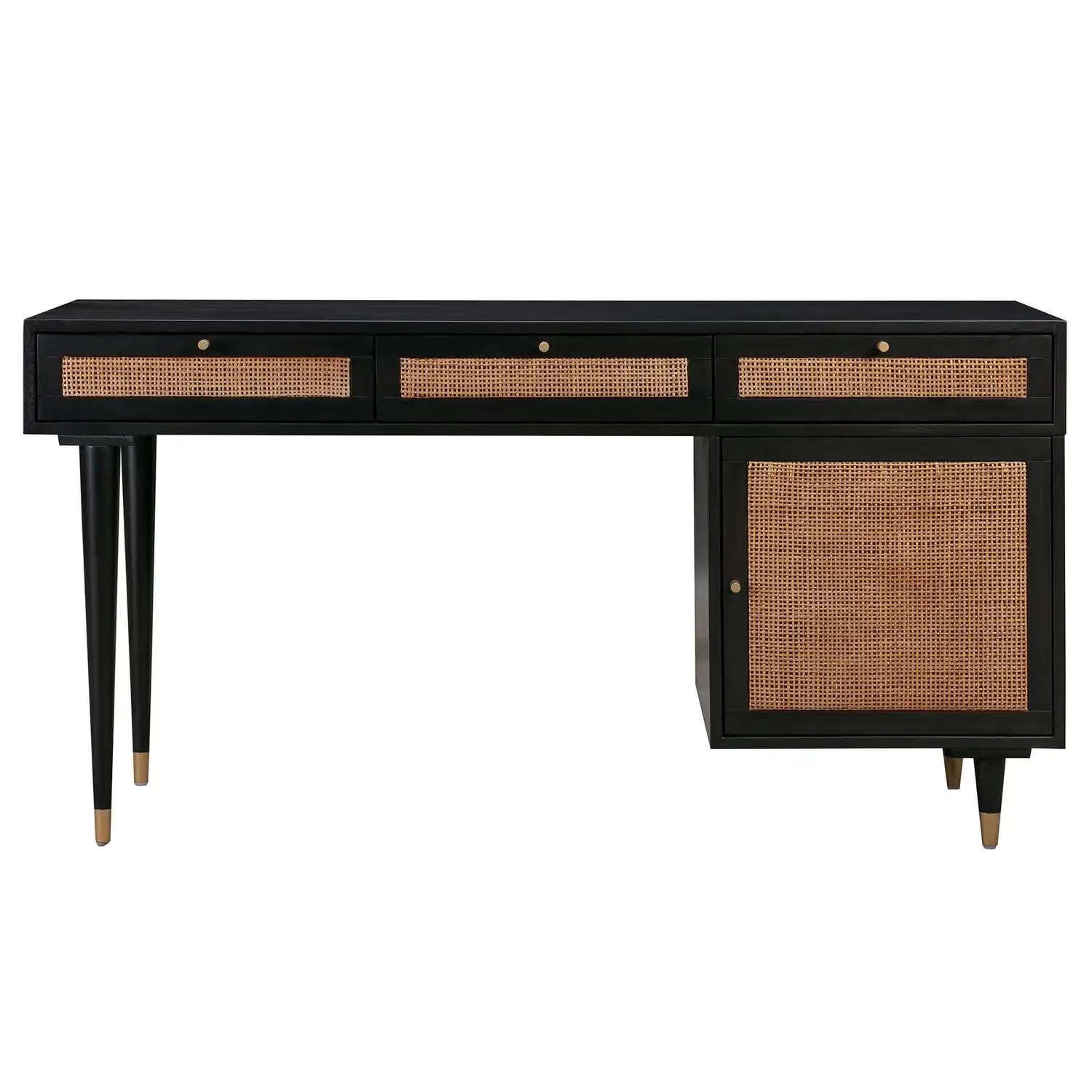 Teak Cane Office Desk Office Table With Modern Minimalist Design