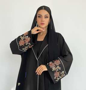 Abaya de Manga Larga Antiarrugas de Seda Hecha a Mano por Diseñadores, Estilo Turco, Ropa Musulmana Tradicional para Adultos, Éxito de Ventas 2024 - Product Image 4