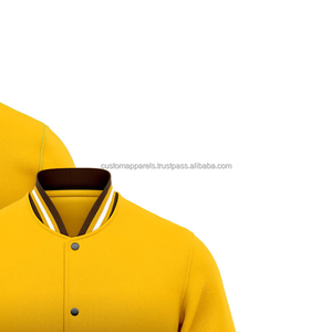 Chaqueta universitaria personalizada de mezcla de lana de primera calidad, cuello levantado con decoración de bordado frontal para pedidos al por mayor - Product Image 5