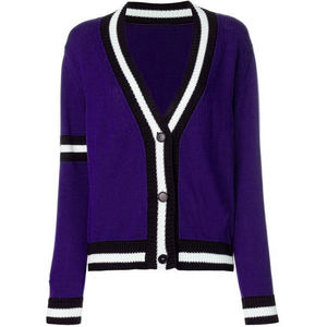 Cheap School College Cardigan Uniform Class Autumn Winter <b>Sweater</b> Outerwear purple <b>white</b> black Long Sleeve Knitted <b>Sweater</b> - Product Image 3