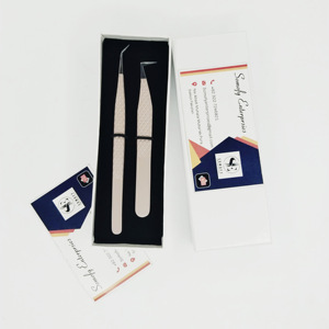 Pinzas de extensión de pestañas de acero inoxidable antideslizantes Herramientas de precisión para maquillaje con pestañas de punta de fibra sostenible - Product Image 2