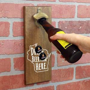 Abridor de botellas para colgar en la pared hecho a mano de aspecto fabuloso con receptor, debe tener abridor de botellas de cerveza de madera, accesorios para Bar - Product Image 5