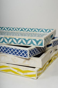 Plateau rectangulaire de luxe en incrustation d'os avec aspect nacre |   Décoration d'intérieur haut de gamme et articles cadeaux - Product Image 5