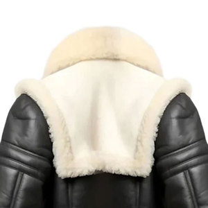 <b>Men's</b> Real Leather Aviator Pilot Flying Bomber Winter windproof biker coat Classic <b>shearling</b> leather <b>jacket</b> Regular fit - Product Image 4