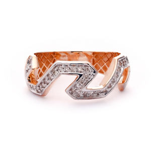 Anillo de Hip Hop para Hombre, Diseño en Z, Dos Tonos, Oro Rosa con Diamantes, para Boda - Product Image 1