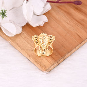 Anillo de Ganesha de Plata de Ley 925 Hecho a Mano, Anillo Único Chapado en Oro Amarillo, Joyería Fina para Ella, Regalo Informal para Festividades - Product Image 6