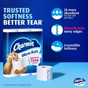 Charmine Toilet <b>Paper</b> Ultra Soft, 12 Mega Rolls = 24 Regular Rolls, 2-ply Bath Tissue - Product Image 5