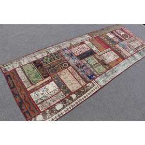 Turkish Rug, 3.1x8.3 ft <b>Runner</b> Rug, <b>Red</b> Blue Wool Rug - Product Image 2