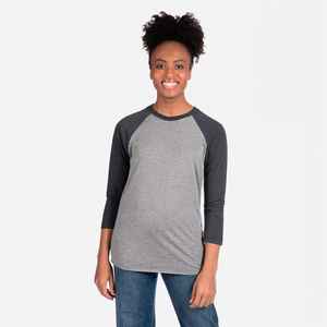 Next Level Apparel Vintage Navy/Premium Heather transpirable Béisbol Tri-Blend 3/4-Manga Raglan Camiseta de manga tres cuartos - Product Image 3