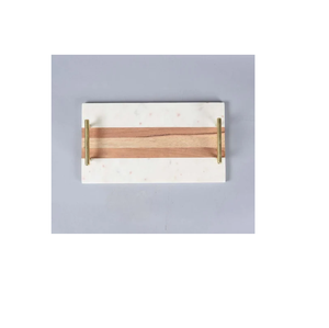 Prix de gros Plateau de service en marbre et en bois pour les bars et les hôtels Plateau de service au design fait main top vente - Product Image 2