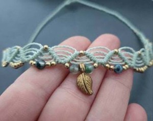 Collier en macramé vintage fait à la main, chaîne à maillons, taille libre, perles unisexes pour cadeau de mariage - Product Image 1