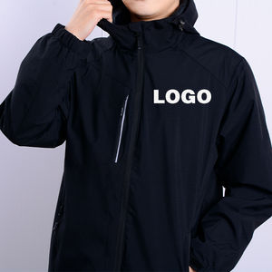 Men's 100% Cotton Windbreaker <b>Hoodie</b> Breathable and Quick Dry with Stand Collar Waterproof and Oversized Full Zip - Product Image 2