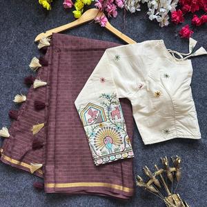 Artriddhs Blousewala Khadi Algodón Exclusivo Casual Modest Tops Surat Mercado al por mayor Khadi Blusa de algodón - Product Image 1