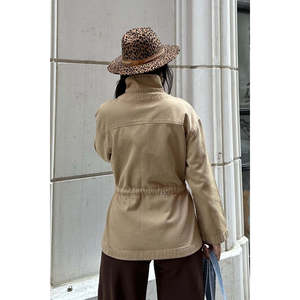 Chaqueta vaquera para mujer con detalle fruncido en la cintura, ropa exterior cómoda - Product Image 4