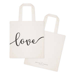 Love Cotton Canvas Tote Bag Recyclable Eco-Friendly Ribbon Handle for Daily Use Gifts Available Plain Letter Screen Designs - Product Image 2
